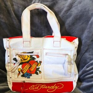 Ed Hardy White and Red Women's Bag